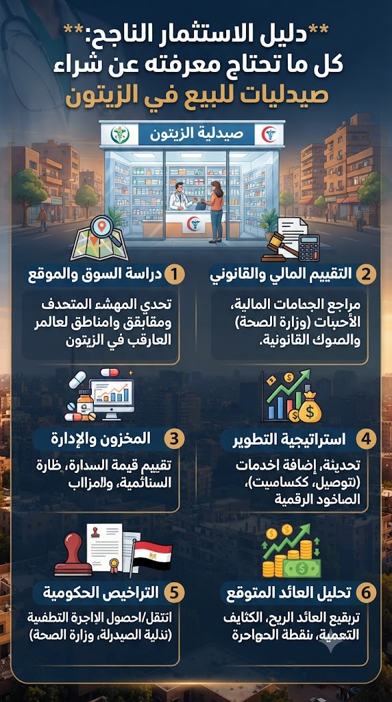 دليل الاستثمار الناجح: كل ما تحتاج معرفته عن شراء صيدليات للبيع في الزيتون