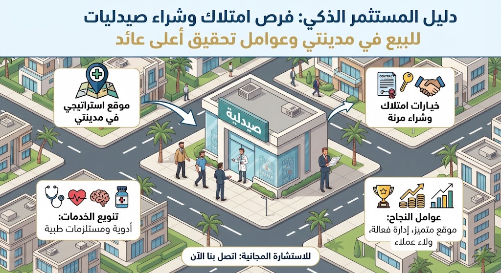 دليل المستثمر الذكي: فرص امتلاك وشراء صيدليات للبيع في مدينتي وعوامل تحقيق أعلى عائد