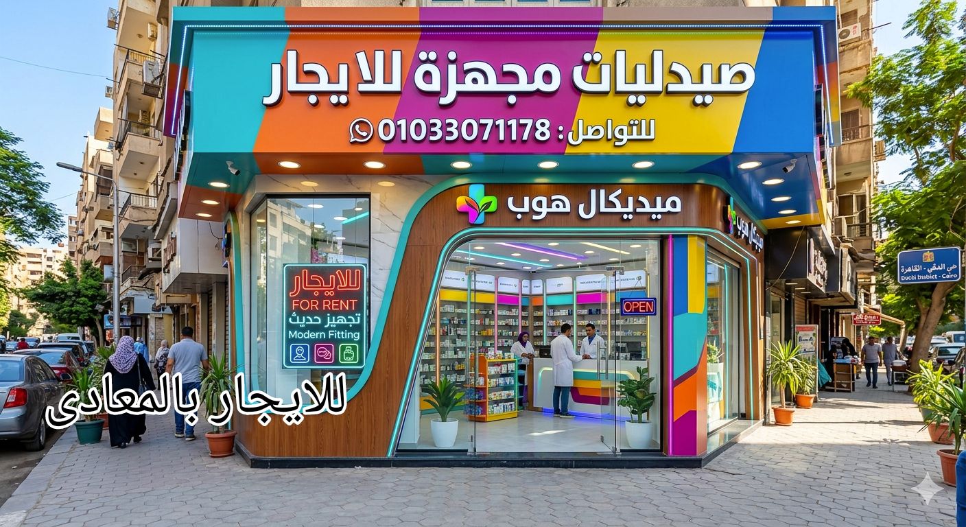 صيدليه للايجار المعادى