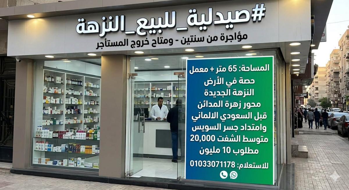 صيدليه للبيع النزهه #128
